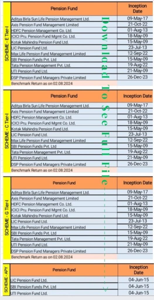 NPS Funds Weekly-Return as on 2-Aug-2024